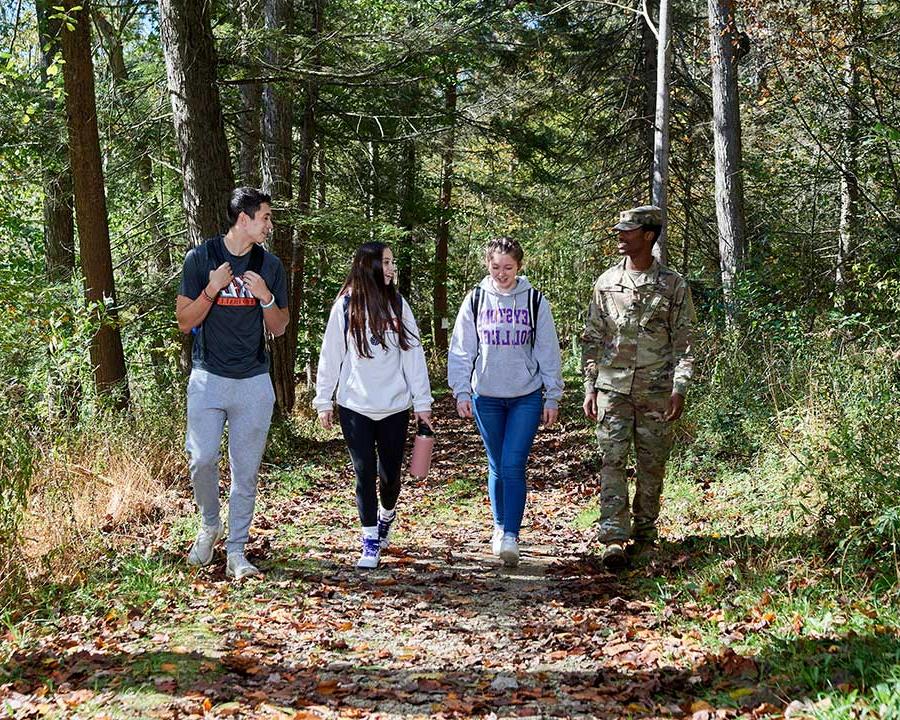 Students Walk On Trolley Trail